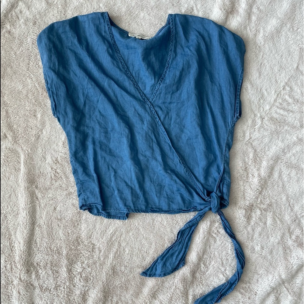 Chambray Wrap Top